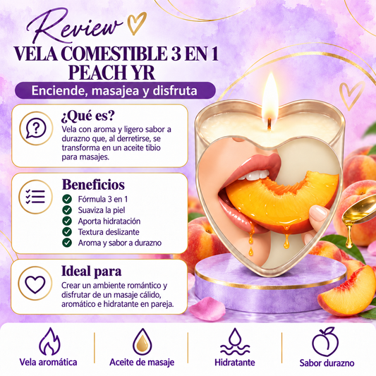 Vela Comestible 3-en-1 – Peach / Durazno 🍑