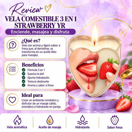 Vela Comestible 3-en-1 – Strawberry / Fresa 🍓